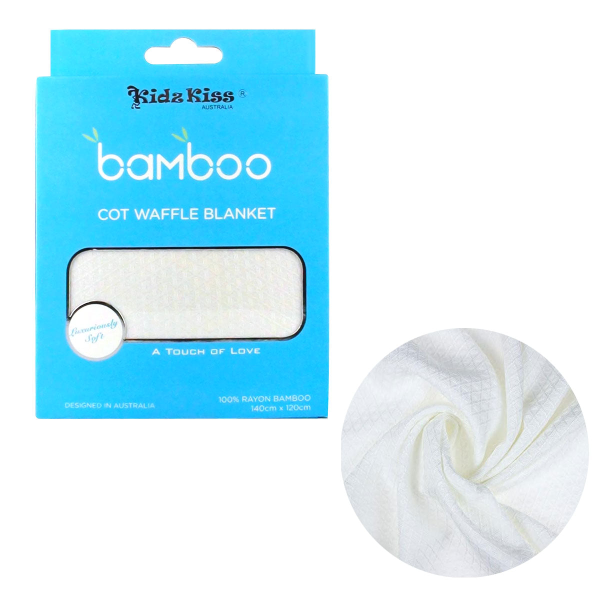 Blankets & Throws: Rayon Bamboo Waffle Blanket Cot Size 140x120cm