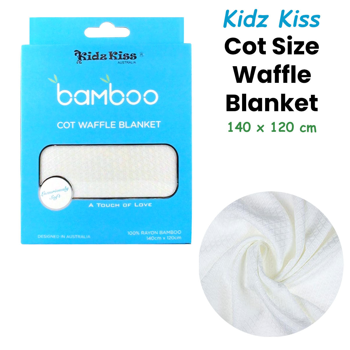 Blankets & Throws: Rayon Bamboo Waffle Blanket Cot Size 140x120cm