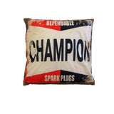 Cushions & Throws: Australian Mancave Retro Cushion Champion Spark Plugs 40 x 40 cm