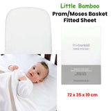 Bed Sheets: Little Bamboo Fitted Sheet Pram/Moses Basket 72x35x10cm
