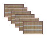 Table Linen & Kitchen Towels: Set of 6 Victoria Bamboo Table Placemats 30 x 45cm Light Brown/Silver