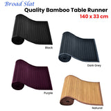 Table Linen & Kitchen Towels: Broad Slat Bamboo Table Runner 140 x 33cm Black