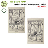 Table Linen & Kitchen Towels: Set of 2 May Gibbs Mrs Bear's Party Cotton Heritage Tea Towels 50 x 70 cm