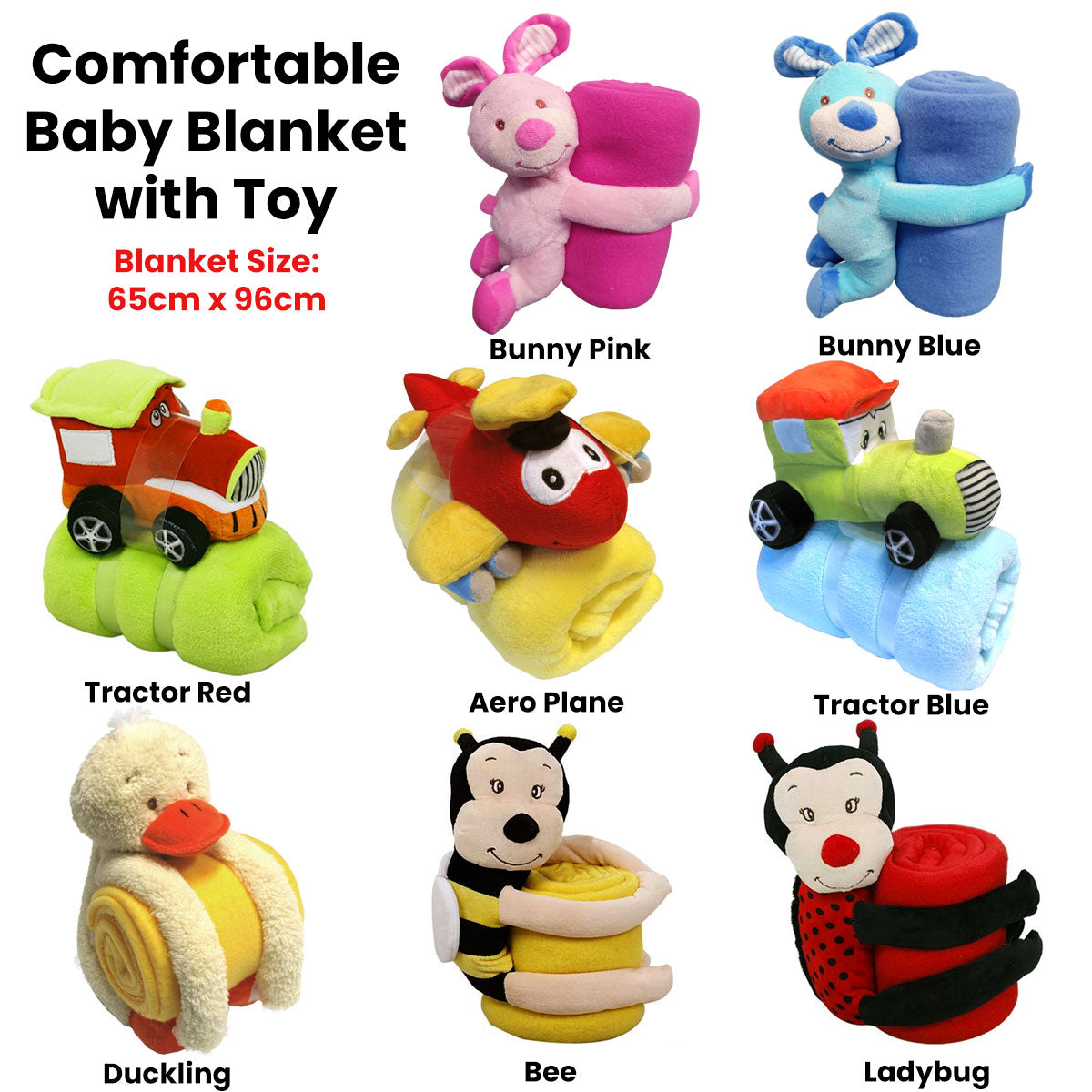 Blankets & Throws: Baby Blue Blanket with Toy Tractor