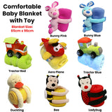 Blankets & Throws: Baby Blue Blanket with Toy Tractor