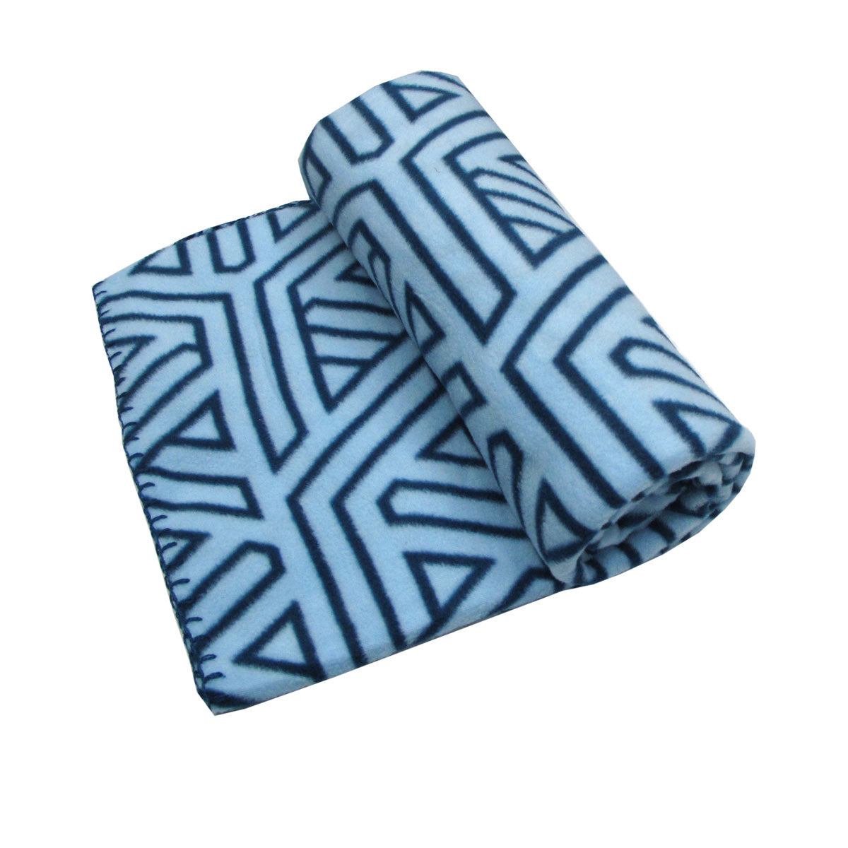 Blankets & Throws: Aerial Printed Fleece Throw Rug 130 x 150 cm Blue Geo