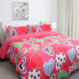 Blankets & Throws: Ramesses Pink Heart Printed Sherpa Flannel Fleece Reversible Blanket Set Queen/King