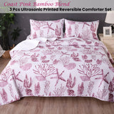 Quilts & Duvets: Ramesses Coast Pink 3 Pcs Bamboo Blend Ultrosonic Reversible Comforter Set King