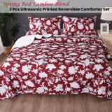 Quilts & Duvets: Ramesses Spring Red 3 Pcs Bamboo Blend Ultrosonic Reversible Comforter Set King