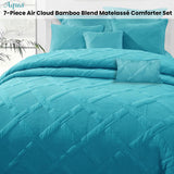 Quilts & Duvets: Ramesses Aqua 7- Piece Air Cloud Bamboo Blend Matelasse Comfort Set King