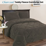 Quilts & Duvets: Ramesses Teddy Fleece 3 Pcs Comforter Set Charcoal King