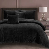Quilts & Duvets: Ramesses Waffle Fleece Charcoal 3 Pcs Comforter Set Queen