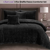 Quilts & Duvets: Ramesses Waffle Fleece Charcoal 3 Pcs Comforter Set Queen