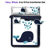 Quilts & Duvets: Ramesses Navy Whale Kids Advventure 5 Pcs Comforter Set Double