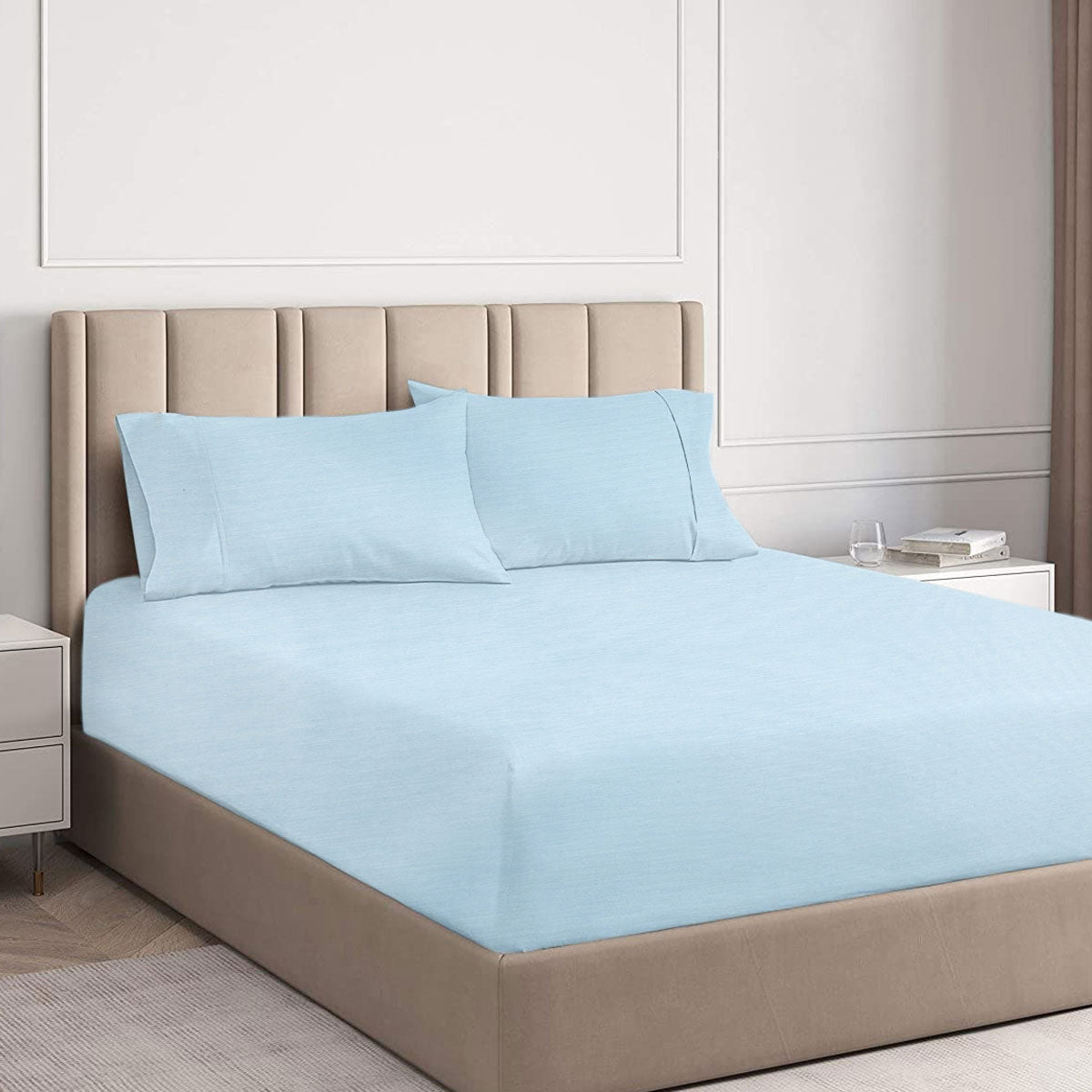 Bed Sheets: Ramesses Steel Blue 2000TC Cooling Bamboo Combo Set King