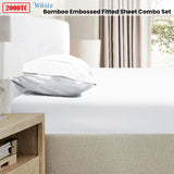 Bed Sheets: Ramesses 2000TC Bamboo Embossed Fitted Sheet Combo Set White King