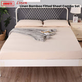 Ramesses 1000TC Linen Bamboo Fitted Sheet Combo Set Linen Double