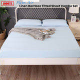 Bed Sheets: Ramesses 1000TC Linen Bamboo Fitted Sheet Combo Set Plein Air Queen