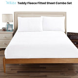 Bed Sheets: Ramesses Teddy Fleece Fitted Sheet Combo Set White Queen