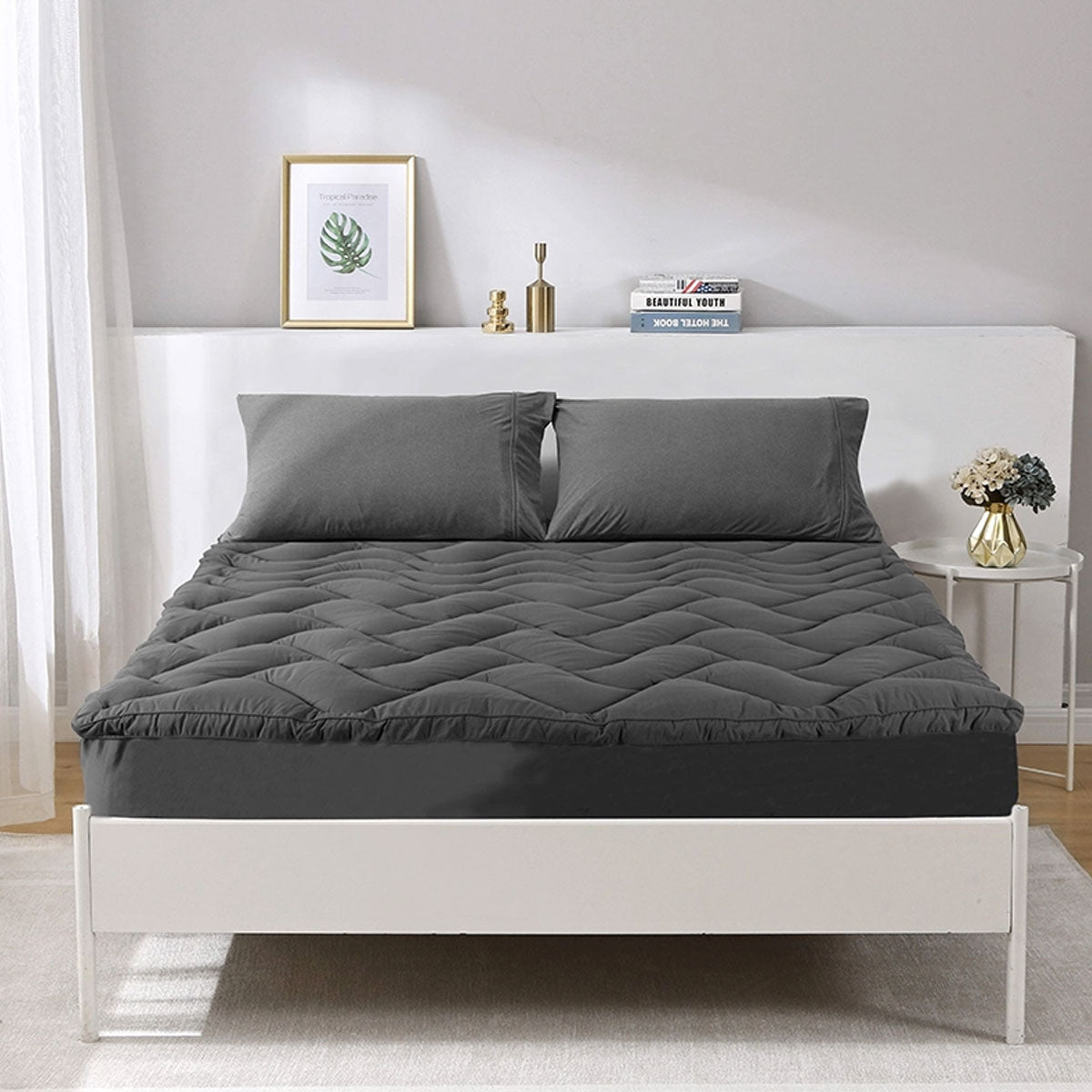 Mattress Protectors: Ramesses 1000GSM Charcoal Mattress Topper Double