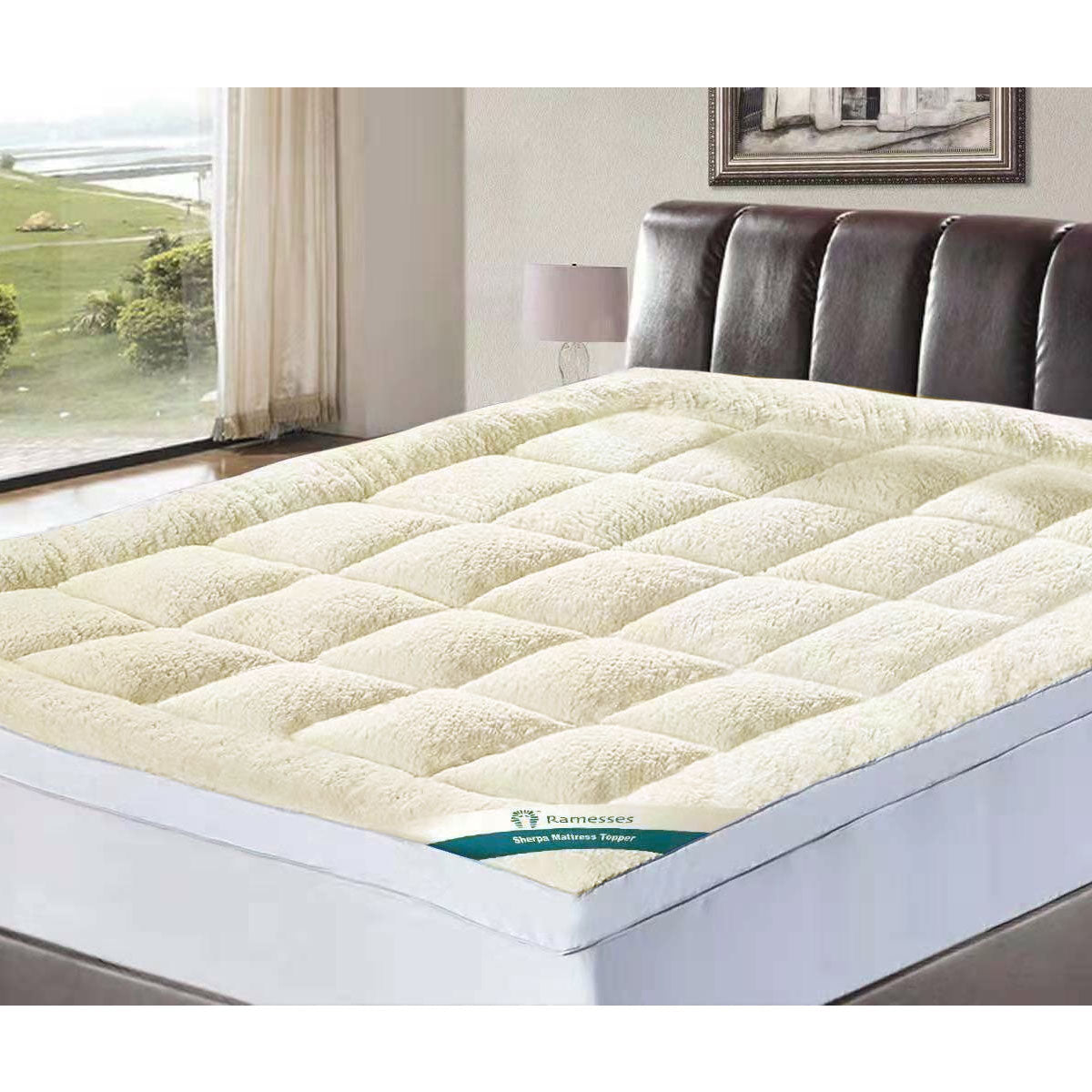Mattress Protectors: Ramesses 1600GSM Sherpa Winter Mattress Topper Queen