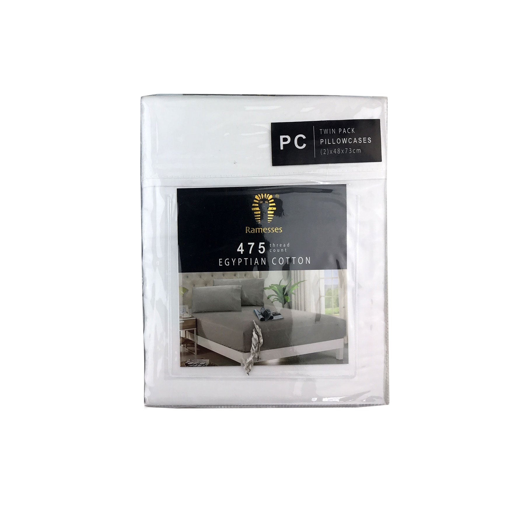 Pillowcases: Ramesses 475TC Egyptian Cotton Twin Standard Pillowcases White
