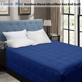 Quilts & Duvets: Shangri La Bamboo Blend Microfiber Box End Quilt Classic Blue Queen