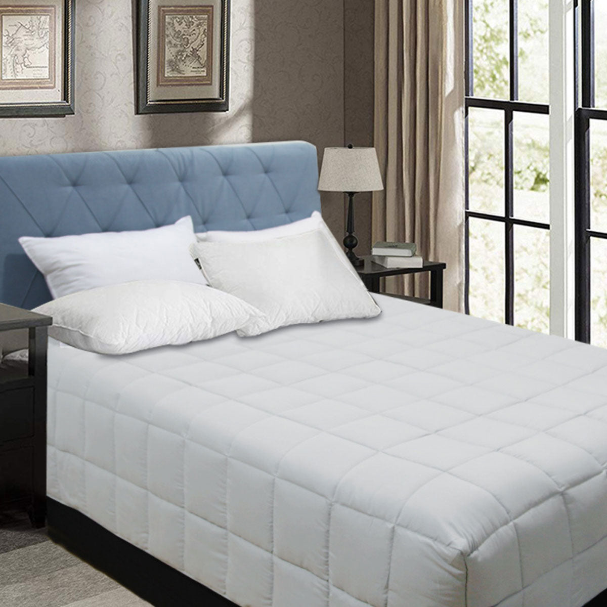 Quilts & Duvets: Shangri La Bamboo Blend Microfiber Box End Quilt Silver Queen