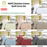Duvet Covers: Ramesses Bamboo Cotton Quilt Cover Set Pearl Blue Queen