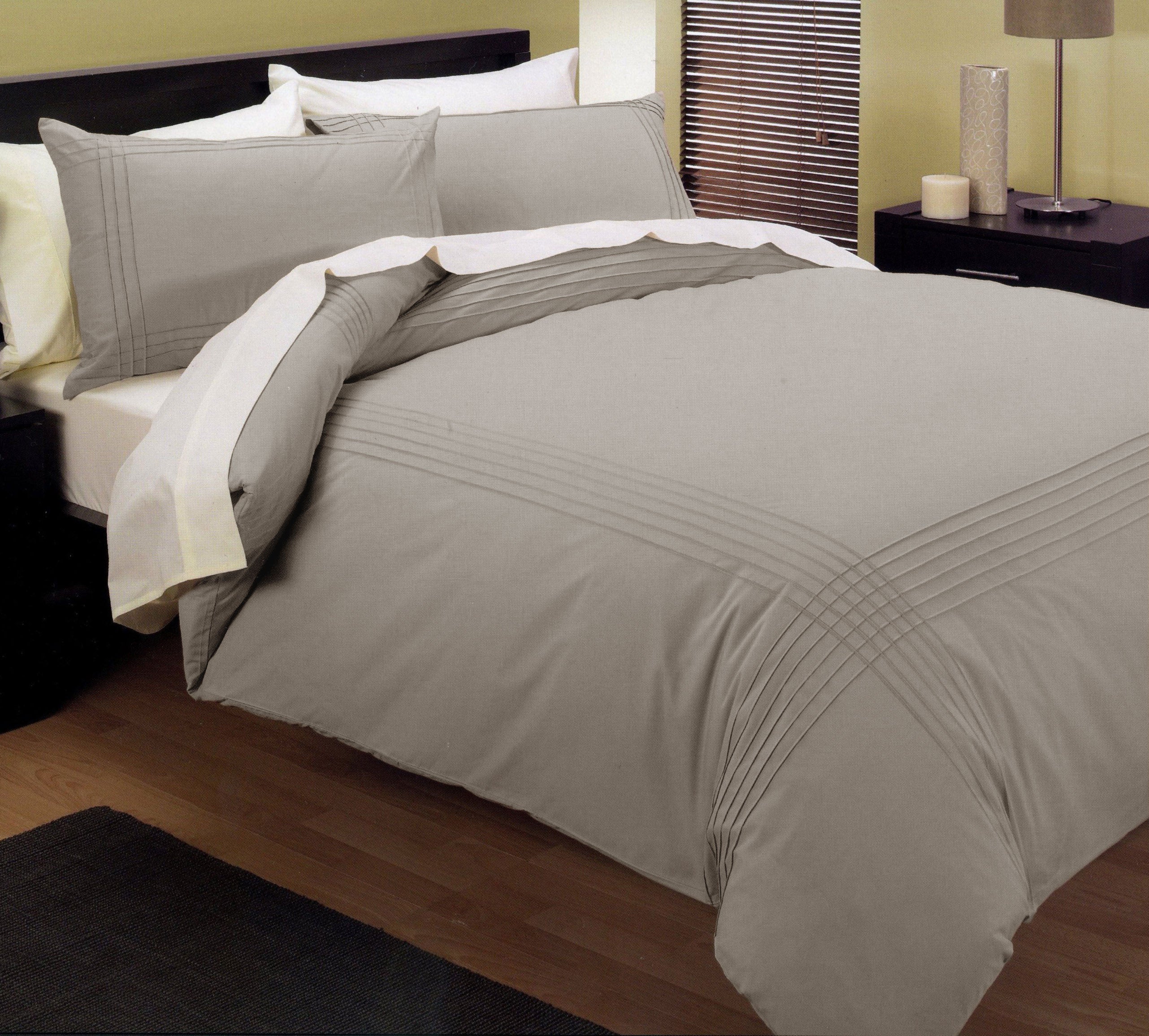 Duvet Covers: Kingtex Pintuck Quilt Cover Set Linen Double