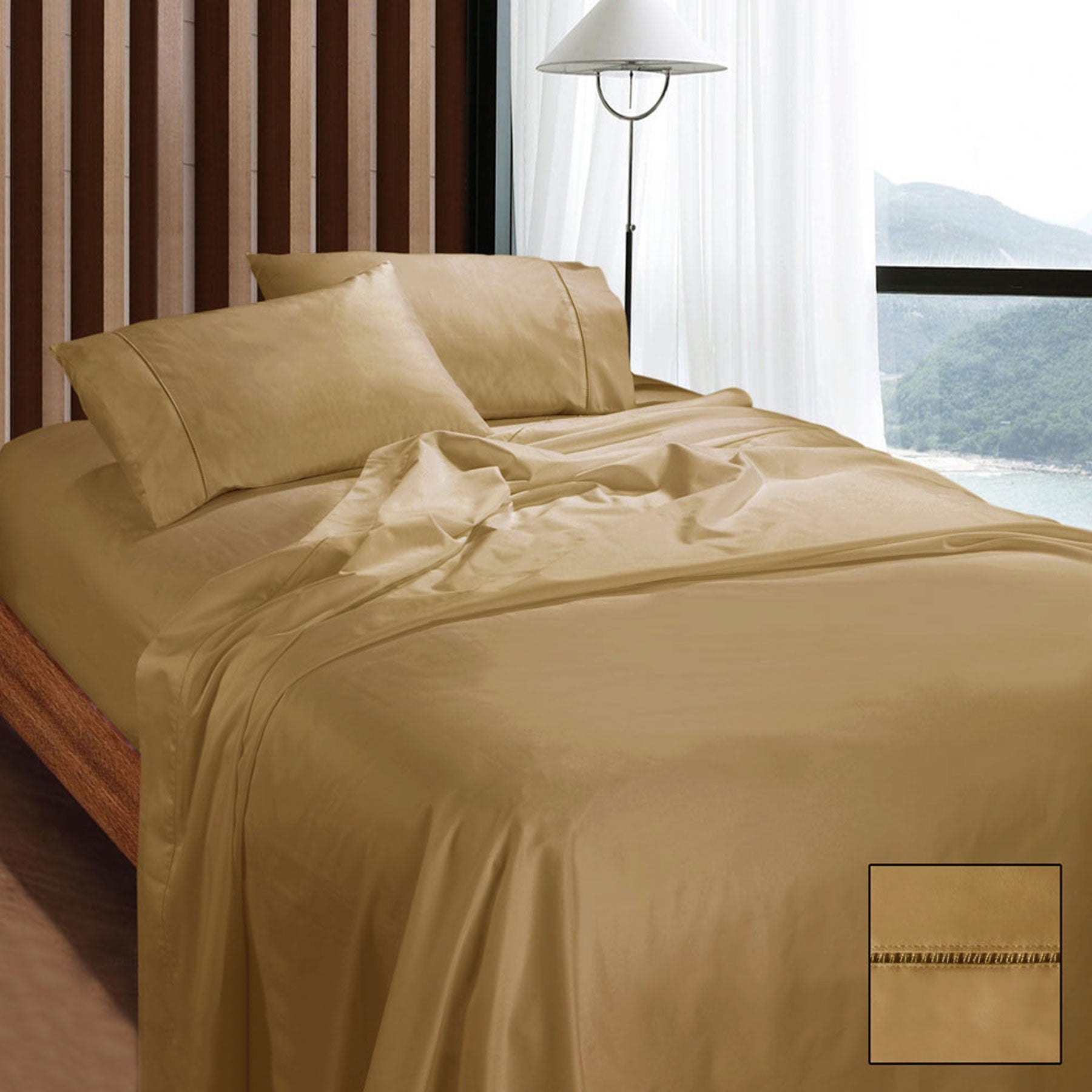 Bed Sheets: Ramesses 1100TC Egyptian Cotton Sateen Sheet Set Latte Queen
