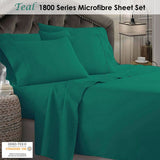 Bed Sheets: Shangri La 1800 Series Microfibre Sheet Set Teal Queen