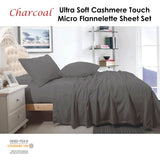 Bed Sheets: Shangri La Cashmere Touch Micro Flannelette Sheet Set Charcoal Queen