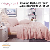 Bed Sheets: Shangri La Cashmere Touch Micro Flannelette Sheet Set Dusty Pink Single