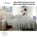 Bed Sheets: Shangri La Cashmere Touch Micro Flannelette Sheet Set Grey Single