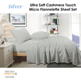 Bed Sheets: Shangri La Cashmere Touch Micro Flannelette Sheet Set Silver Queen