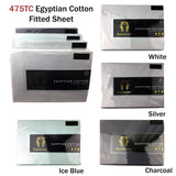 Bed Sheets: Ramesses 475TC Egyptian Cotton Fitted Sheet Queen Silver