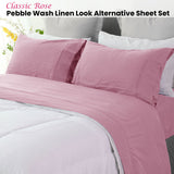 Bed Sheets: Ramesses Classic Rose Pebble Wash Linen Look Alternative Sheet Set Queen