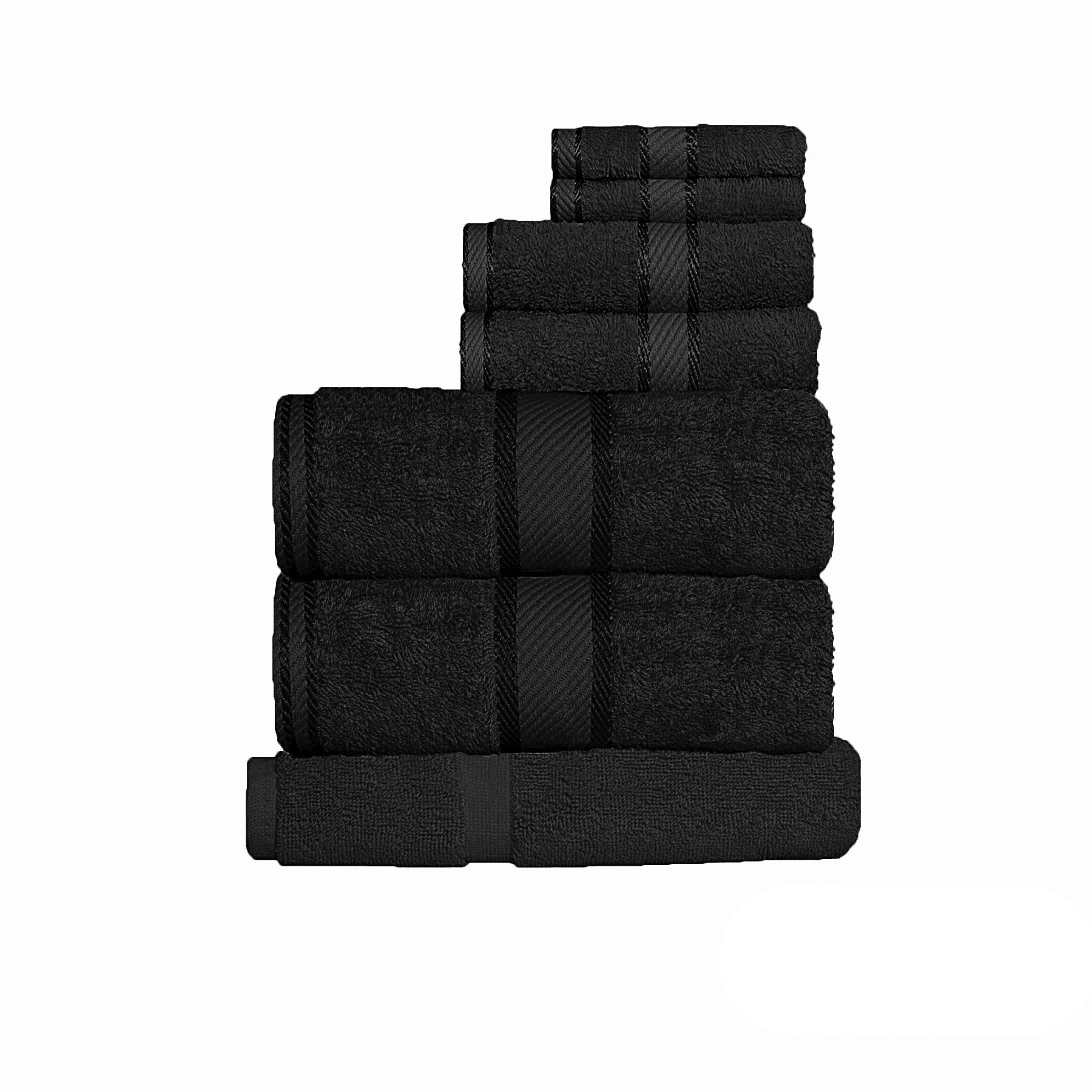 Bath Towels & Robes: Kingtex 550gsm Cotton 7 Pce Towel Set Black