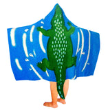 Beach Towels: Kids Cotton Velour Beach Cape Crocodile