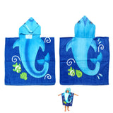 Beach Towels: Cute Kids Cotton Hooded Towel Poncho 60 x 120 cm Dolphin