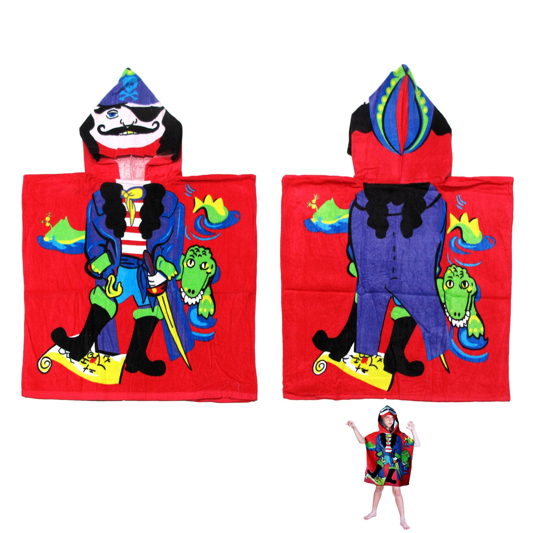Beach Towels: Cute Kids Cotton Hooded Towel Poncho 60 x 120 cm Pirate