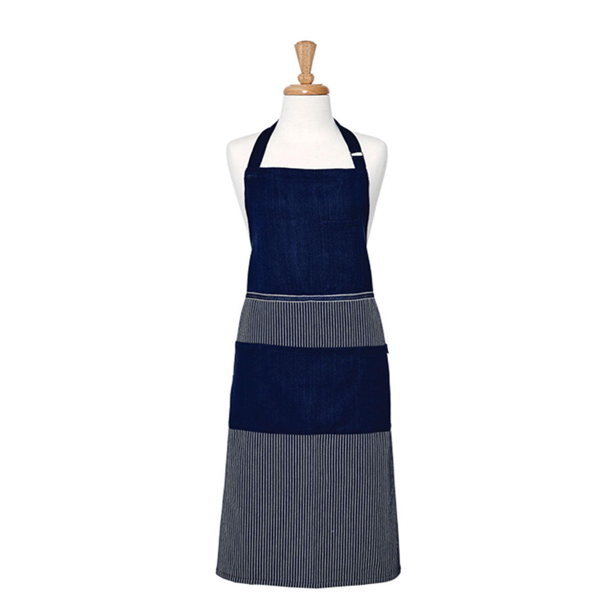 Aprons: Ladelle Professional Series Stripe Navy Cotton Apron 70 x 95 cm