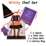 Aprons: Cubby House Kids Set of 4 Witchy Children Kids Halloween Kitchen Chef Set