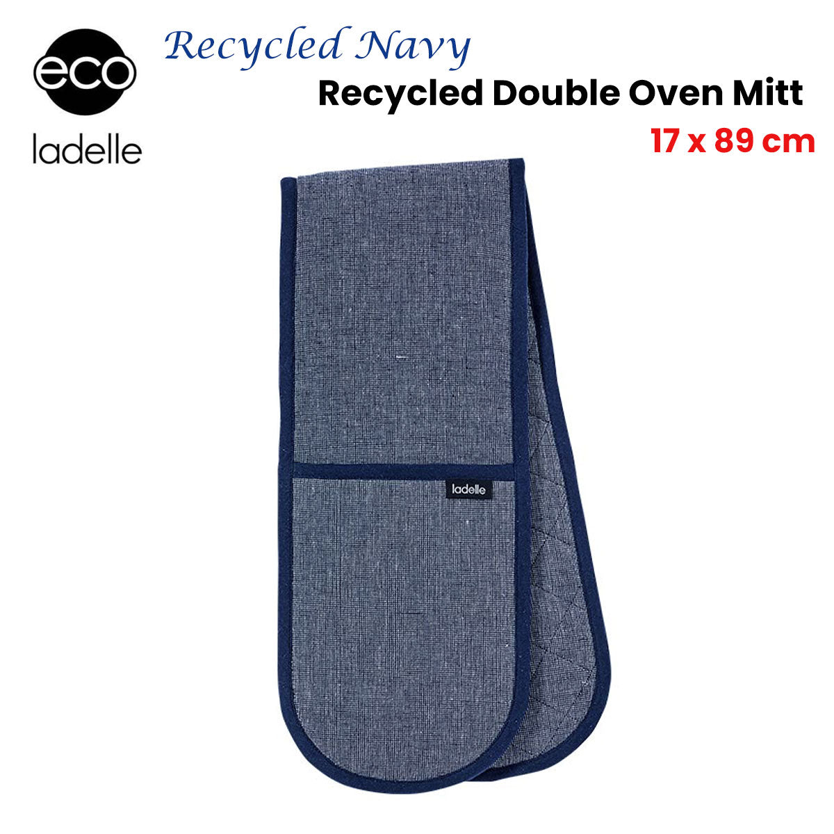 Oven Mitts & Pot Holders: Ladelle Eco Recycled Navy Double Oven Mitt 17 x 89 cm