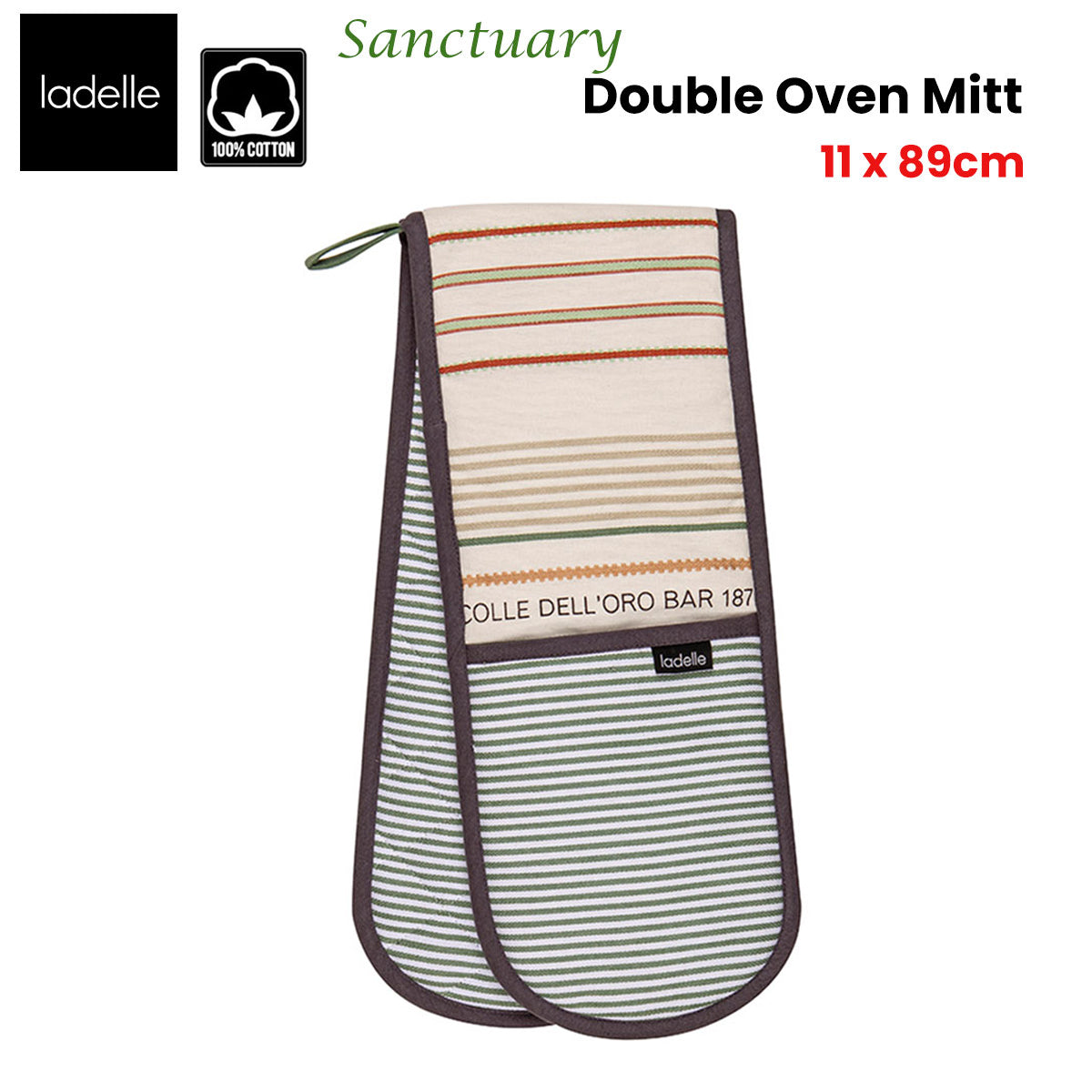 Oven Mitts & Pot Holders: Ladelle Sanctuary Cream Double Oven Mitt 17 x 89 cm