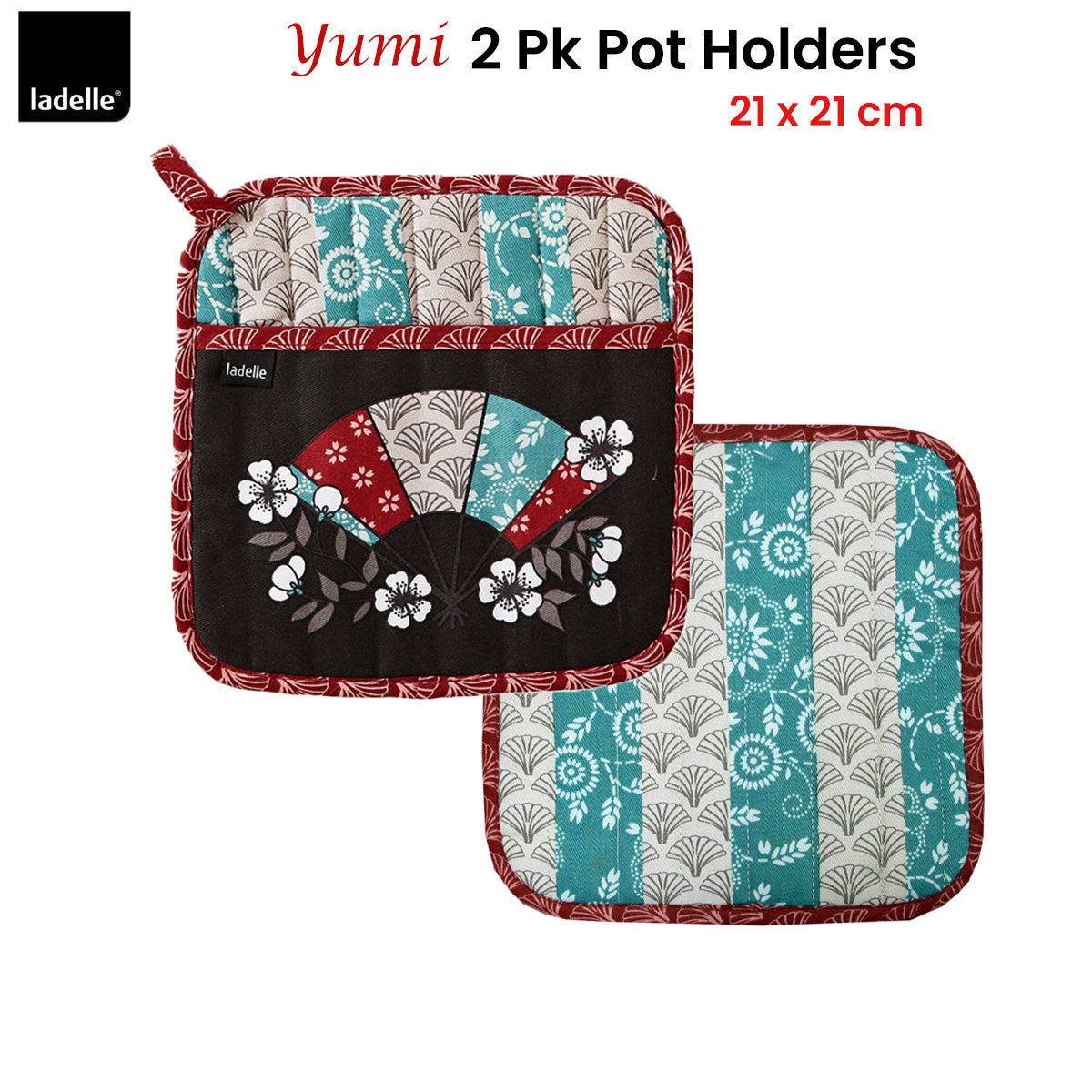 Oven Mitts & Pot Holders: Ladelle Yumi Set of 2 Pot Holders 21 x 21 cm