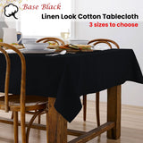 Table Linen & Kitchen Towels: Ladelle Base Black Linen Look 100% Cotton Tablecloth 150 x 225 cm
