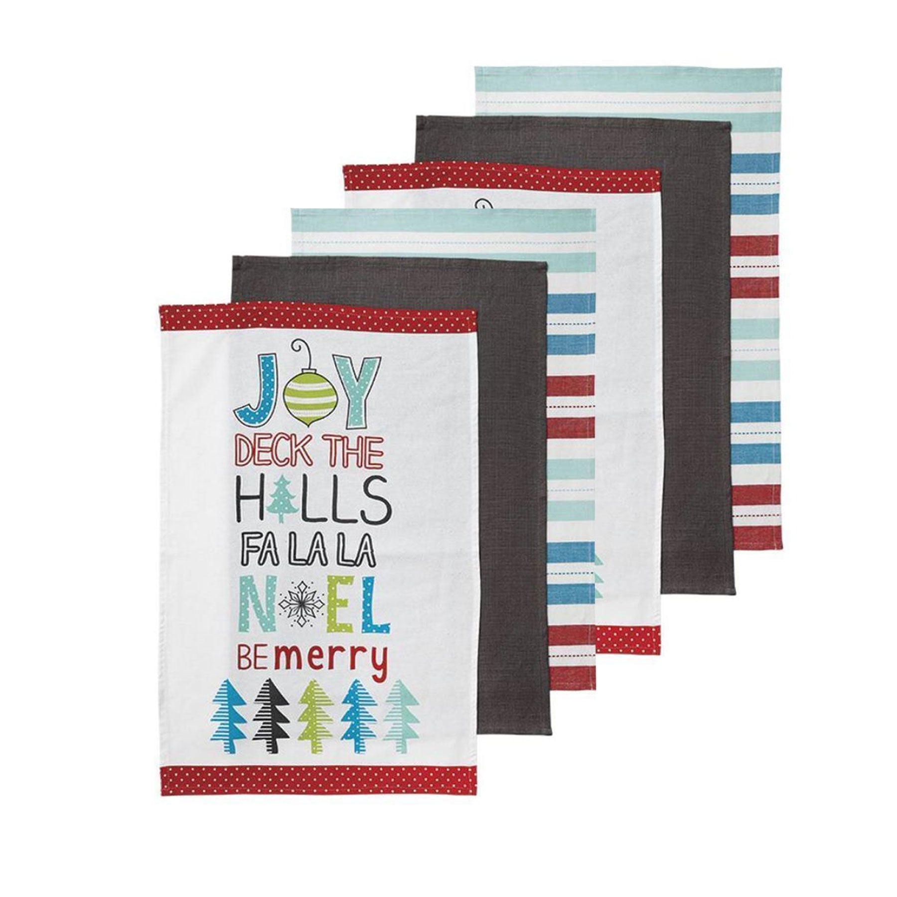 Table Linen & Kitchen Towels: Ladelle Set of 6 Be Merry Kitchen Kitchen / Cleaning 100% Cotton Tea Towels