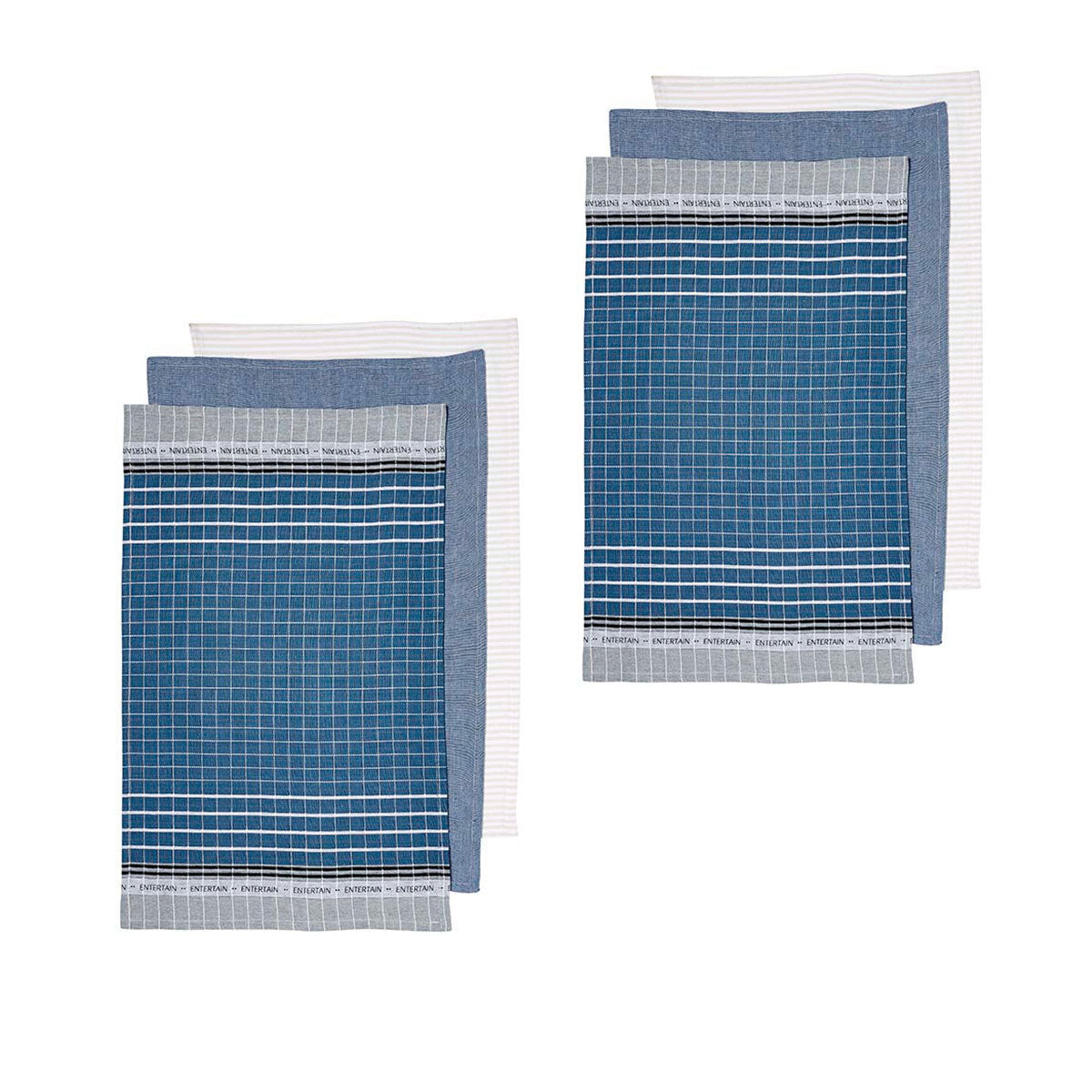 Table Linen & Kitchen Towels: Ladelle Entertainer Set of 6 Cotton Kitchen Towels Blue